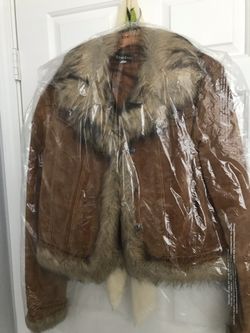 Bebe leather with fur jacket