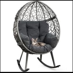 Modern Gray Wicker Rocking Egg Chair with Cushions – MOVING OUT SALE
