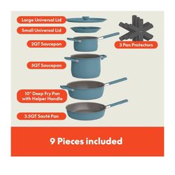 bella 9-Piece StoreMore Cookware Set, Fits-anywhere™ kitchenware, Surf