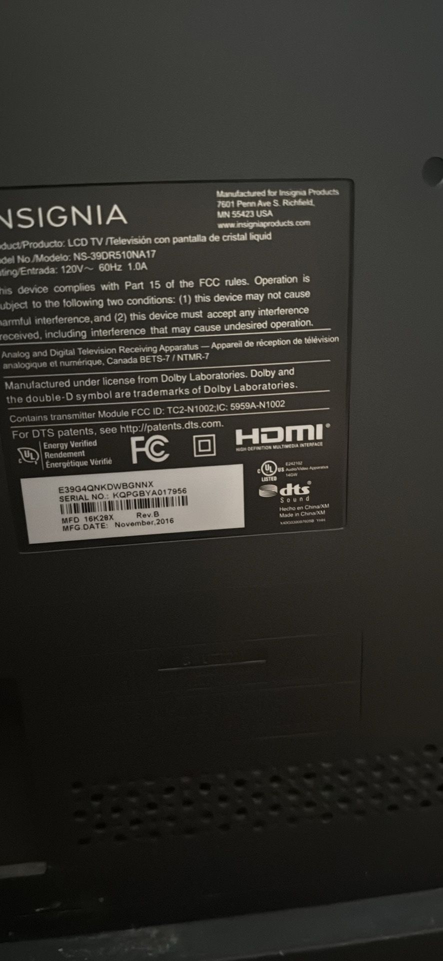 Insignia 39 Inch Roku Tv