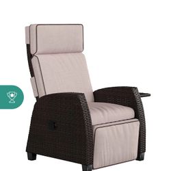 GRAND PATIO MOOR Indoor & Outdoor Wicker Recliner with Cushion