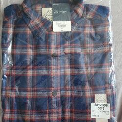 Mens Classic Fit Long Sleeve Flannel Shirt Size M Tall New