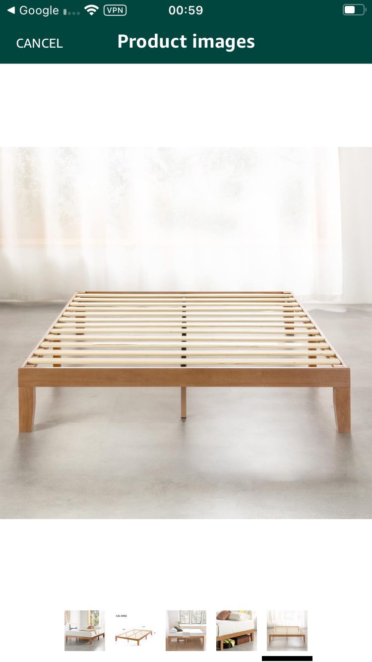 New CalKing Size Solid Wood Platform Bed 