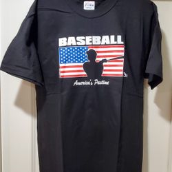 Baseball T-shirt American Flag Baseball America's Pastime L - XL - XXL Black Shirt
