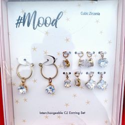 #mood Cubic Zirconia Earrings: 5 Pairs. Interchangeable CZ Set- Mother's Day / Día De Las Madres 