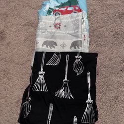 Set Of 3 Holiday Christmas And Halloween Shower Curtains