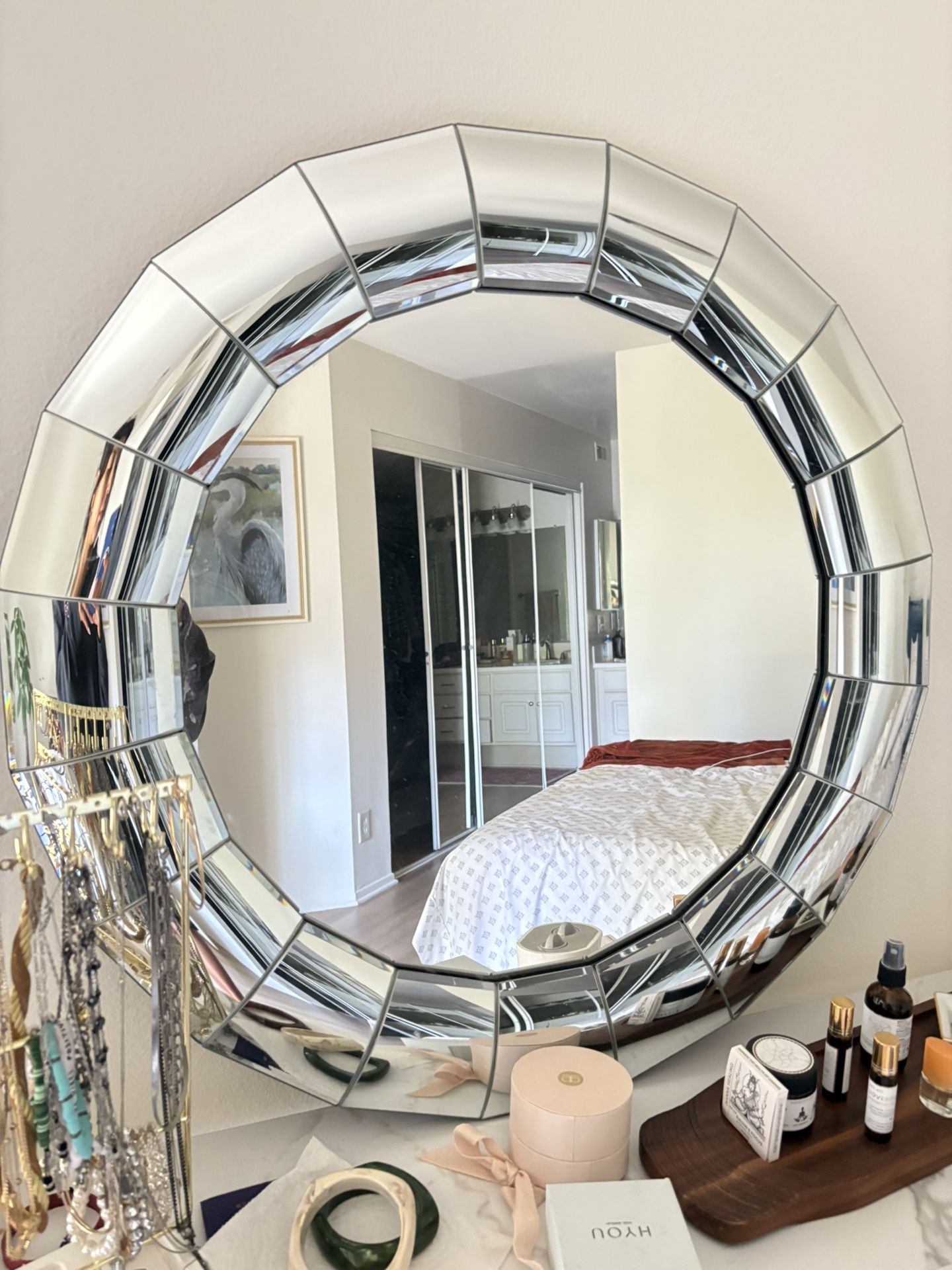 Big Round Silver Mirror
