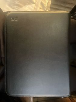 Black Vegan Leather Zip Folio Laptop Case