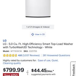 L G Washer ( Direct Drive Top Loader )