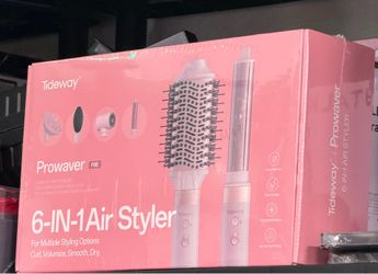 Tideway Prowaver 6 in 1 Hair Dryer Brush 110,000 RPM High-Speed Dual Voltage Ionic Hot Air Brush Styler with Auto Wrap Curlers &Volumizing Brush for F