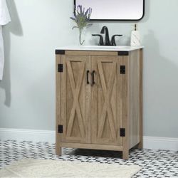 Beautiful Brand New 24” Farmhouse Style Single Vanity With Sink. Excellent condition.