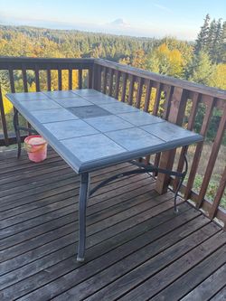 Outdoor Patio Dining Table with Tile Top and 6 chairs