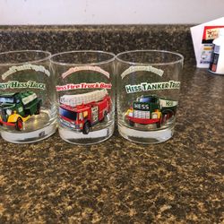 New Vintage Hess Toy Trucks Glasses Set Of All 3