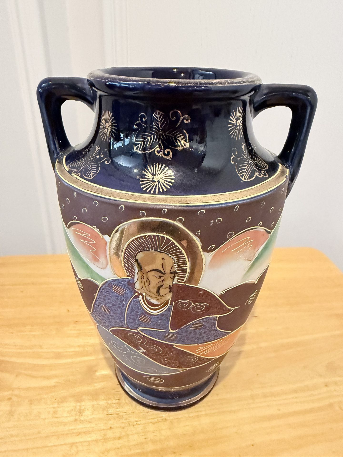Meiji Era Ceramic Vase - Blue - Over 110 Years Old