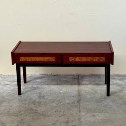 Pedersen & Hansen Rosewood Console Table with Textured Copper Inlays, Danish Entry Table 1960s