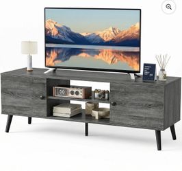 EDX Retro-Modern TV Stand, Mid-Century Media Console with Soft-Close Cabinets & Adjustable Shelves,