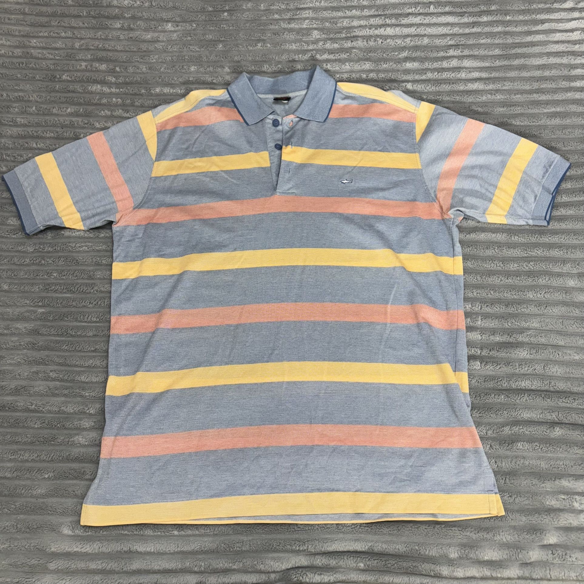 Paul & Shark Yachting Cotton Pique Polo Short Sleeve Shirt Striped Mens 2xL