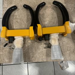 Universal Wheel Clamp Lock, 2 Pack Adjustable Anti-Theft Tire Lock, Heavy-Duty Steel for ATV SUV Car Golf Cart Boats Motorcycles, with 6 Keys