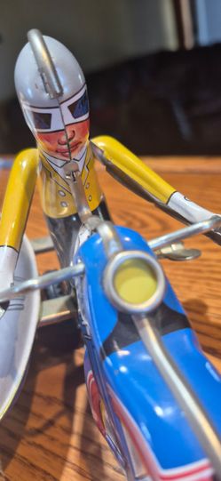 Vintage Tin Toy Motorcycle with Rider