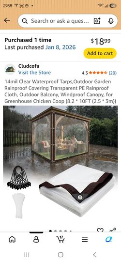 8X10 ft clear waterproof cover NEW