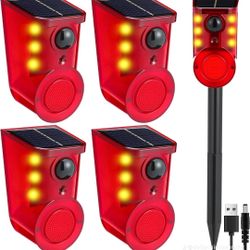 Solar Motion Sensor Alarm Device - Waterproof, Multi-Mode, Wide-Angle Sensing, 110dB Alarm & Strobe Lights for Indoor & Outdoor Security