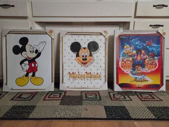 Three retro 90s framed Disney posters