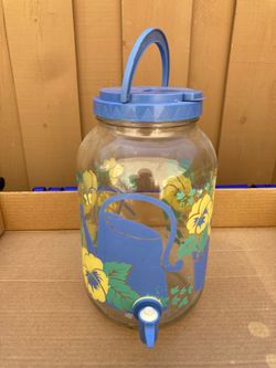 Vintage Floral Printed Glass Water Drink Dispenser