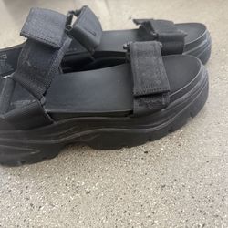 Black chunky platform sandals women size 8.5