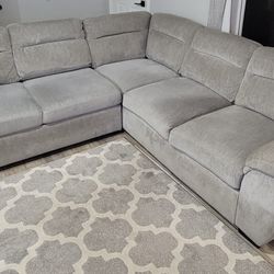 Wanda Full Tux Sleeper Sectional W/ Storage In Gray | Mor Furniture