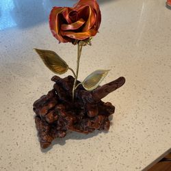 Vintage Sculpture, Copper, Brass And Cypress Roots Base 
