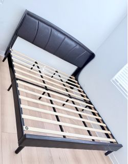 King Size PU Leather Platform Bed with headboard
