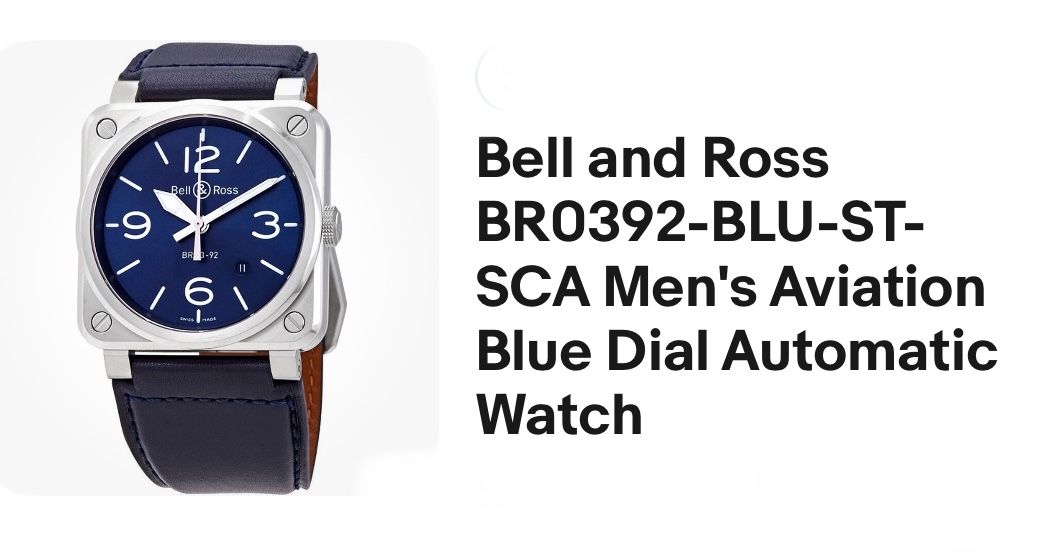 Bell and Ross BR0392-BLU-ST-SCA Men's Aviation Blue Dial Automatic Watch