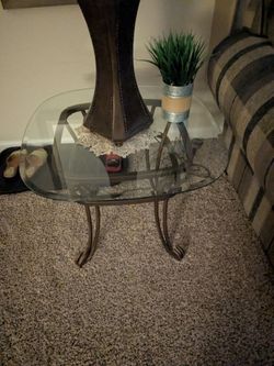 2hlass end tables with matching coffee table