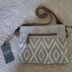 Myra Bag Blaze Crossbody Bag Purse Hair-On Hide Leather Boho Aztec Purse