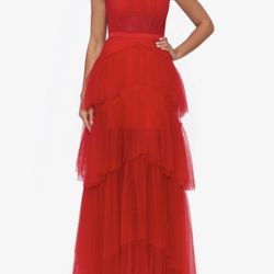 Betsy Adam Red Maxi Prom Dress , Size 10 , , 