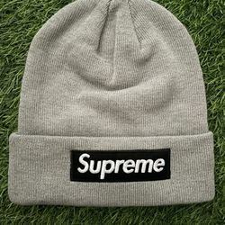 Supreme New Era Box Logo Beanie Heather Grey FW22