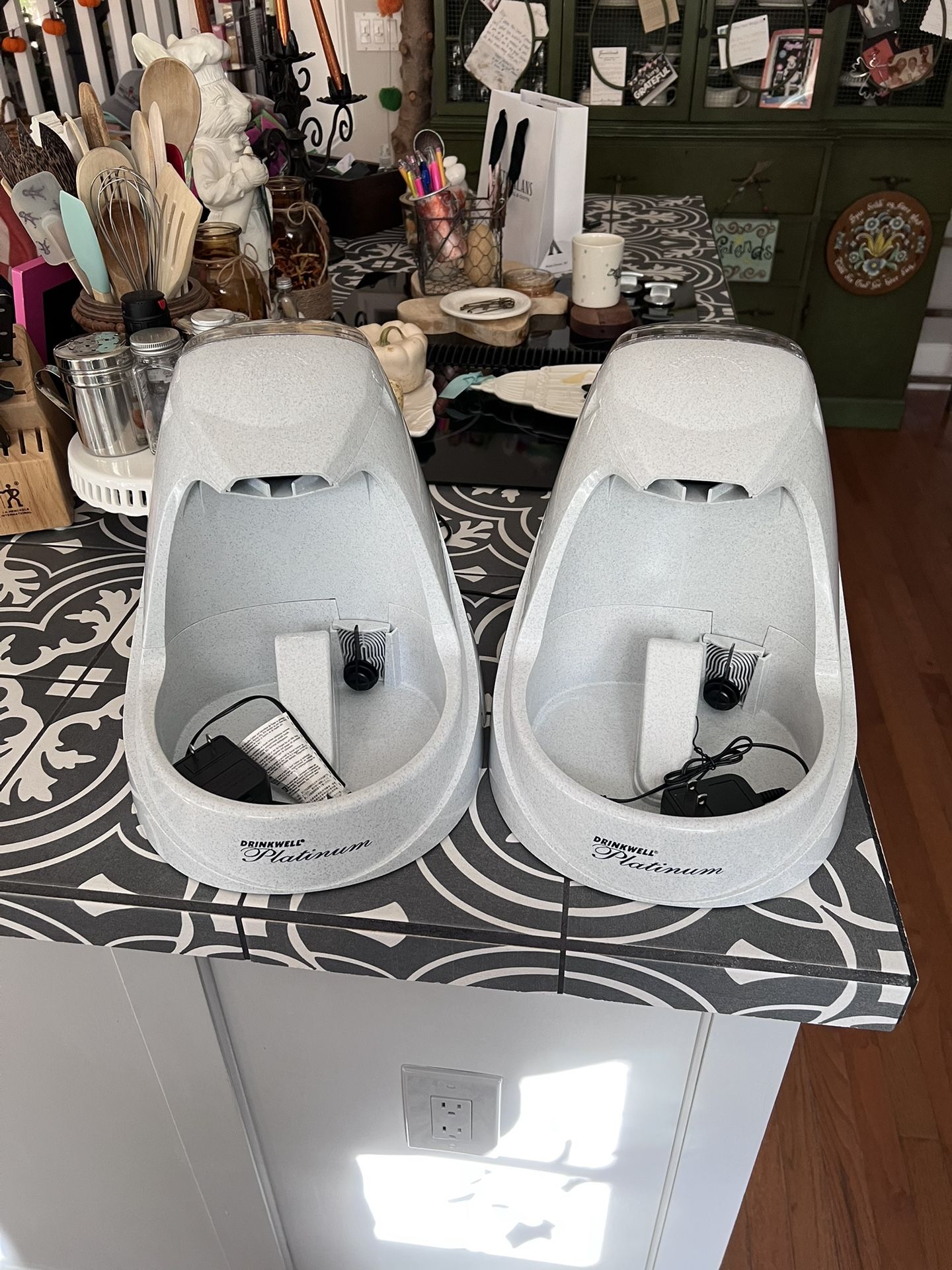 Pair of gently used drink well pet water fountains