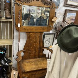 Antique Oak Hall Tree