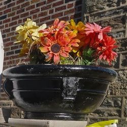 Two (2) Flower Pot URNS Painted Black 10 Each
