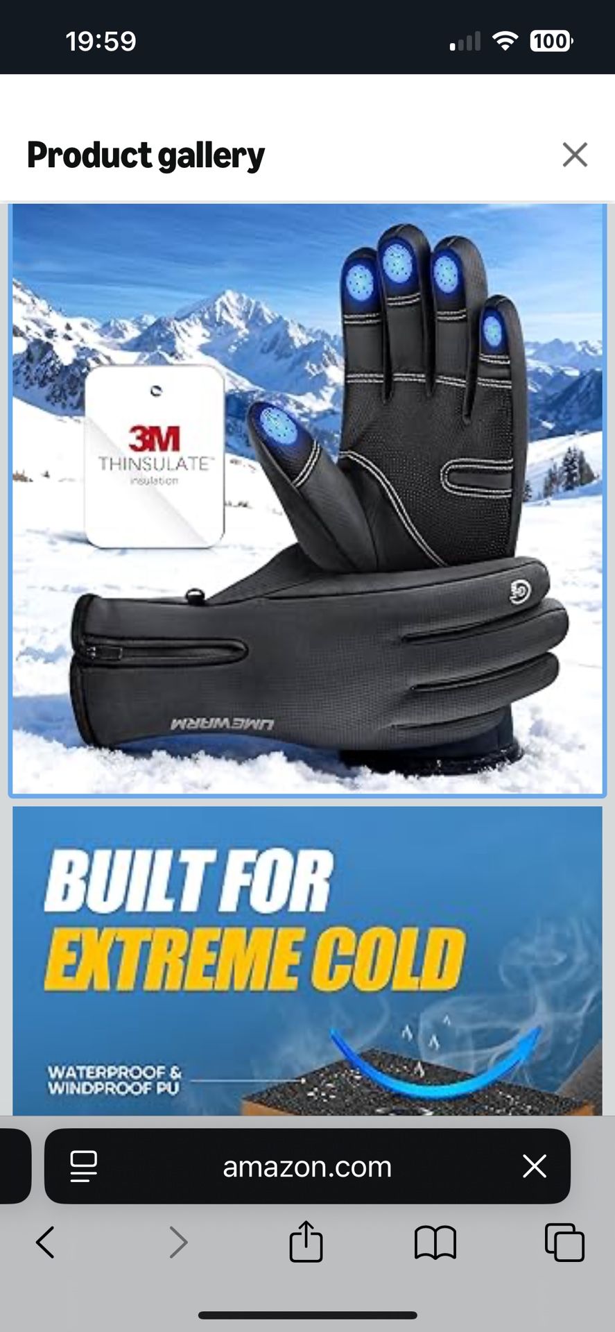 Winter Gloves Men Women Made with 3M Thinsalute, -20°F GEANI-TEX™ Waterproof Ski Gloves for Cold Weather, 5-Layer Thermal Snow Gloves, 10 Touchscreen