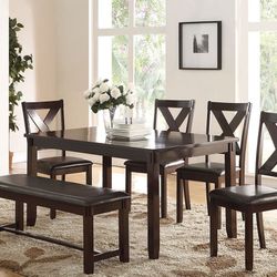 Brand New Espresso 6pc Dining Table Set 