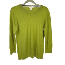 Banana Republic Women's 3/4-Sleeve Sweater Silk/Cotton Lime Green Size L