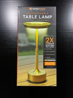 BETTERBEAM Raya 11 in. Gold Finish Modern Rechargeable Integrated LED Table Lamp