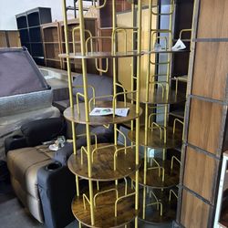 5Tier Rotating Bookshelf, 360 ° Display Stackable Spinning Bookshelf Tower,Round Space Saving Tall Floor Standing Swivel Bookcase Corner Storage Organ