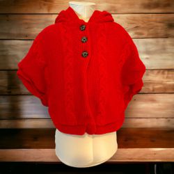 Carters Red Cable Knit Poncho Sweater Size 18 Month