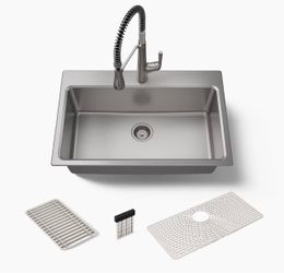 Kohler 33" top-/undermount single-bowl workstation kitchen sink kit
