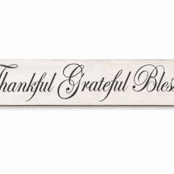 Farmhouse Wood Wall Sign – “Thankful Grateful Blessed” | Gracie Oaks