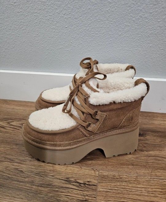UGG CLASSIC NEW HEIGHTS LACE UP CHESTNUT SUEDE WOMEN'S BOOTS SIZE US 9/UK 7 NEW