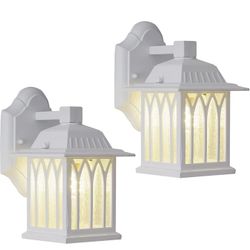 White Outdoor Wall Light, 9.2”H 1-Light Waterproof Porch Light Fixture Wall Mount, Aluminum Exterior Wall Sconce Lighting, Small Outside House Lamp wi