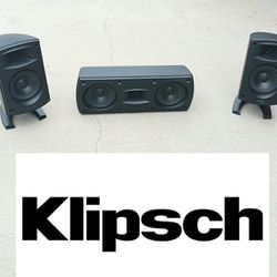 Klipsch Quintet Speakers Pair with Center Channel Speaker Black Great Sound!